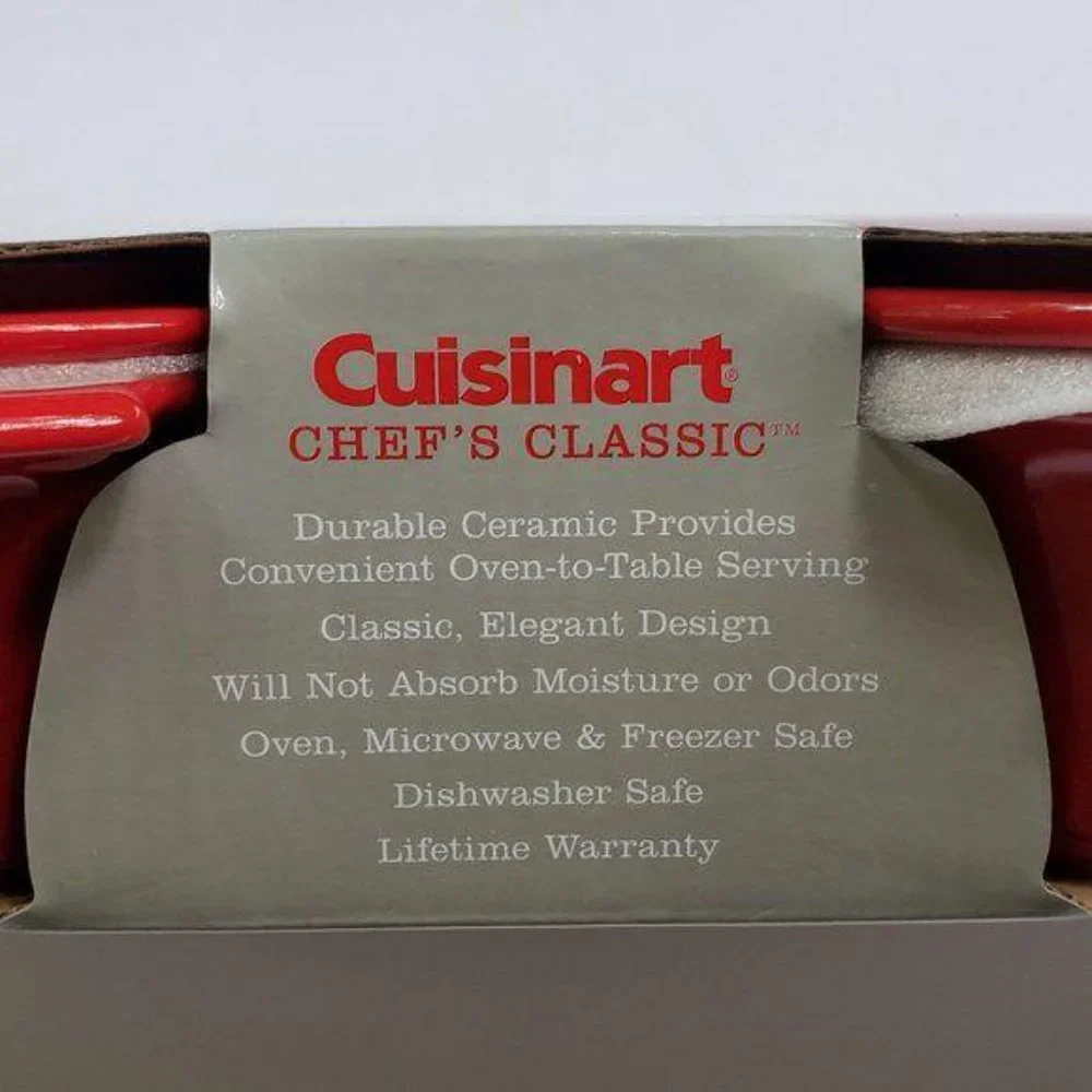 CUISINART Chefs Classic Mini Round Covered Cocottes Bakeware in Red Set of Two